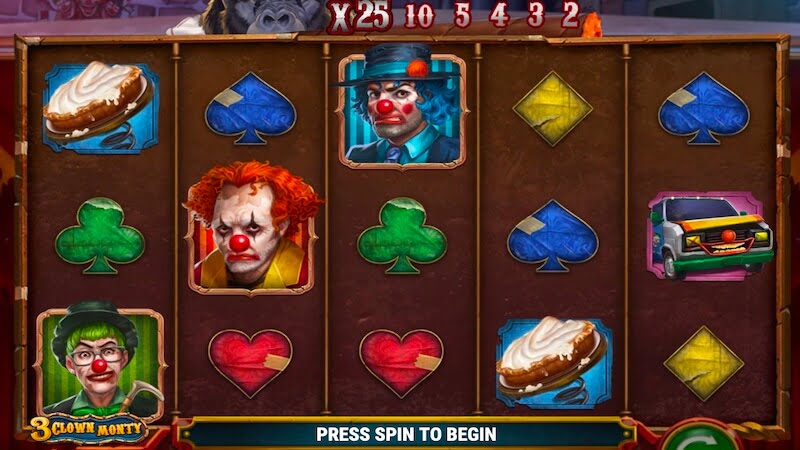 3 clown monty slot gameplay