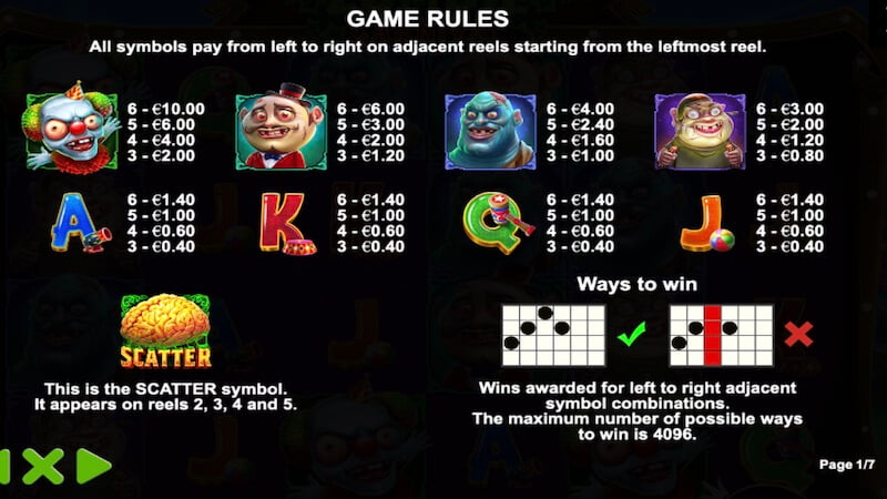 zombie carnival slot rules