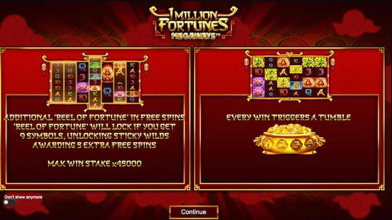 1 million fortunes slot rules
