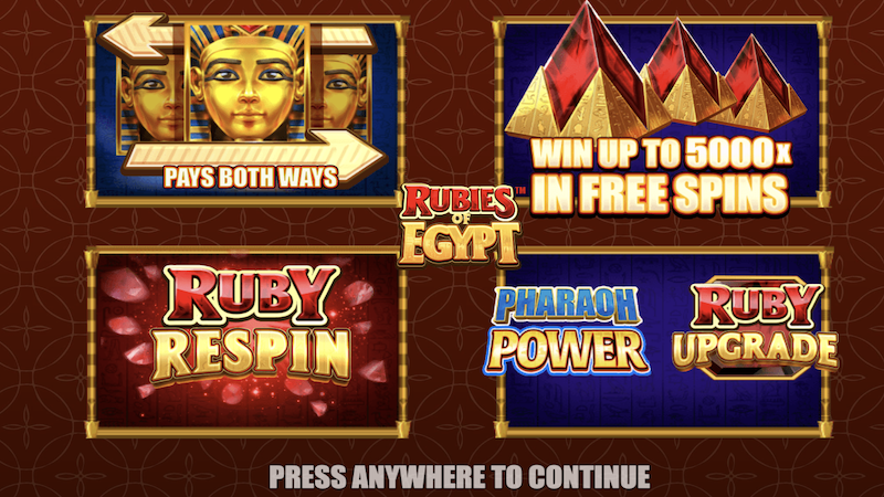 rubies of egypt slot rules