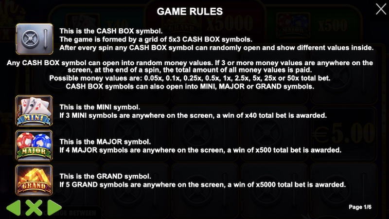 cash box slot rules