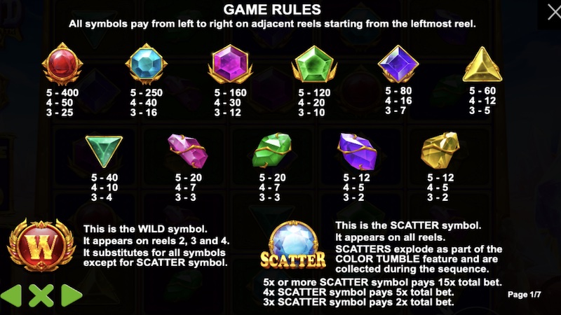 diamond cascade slot rules